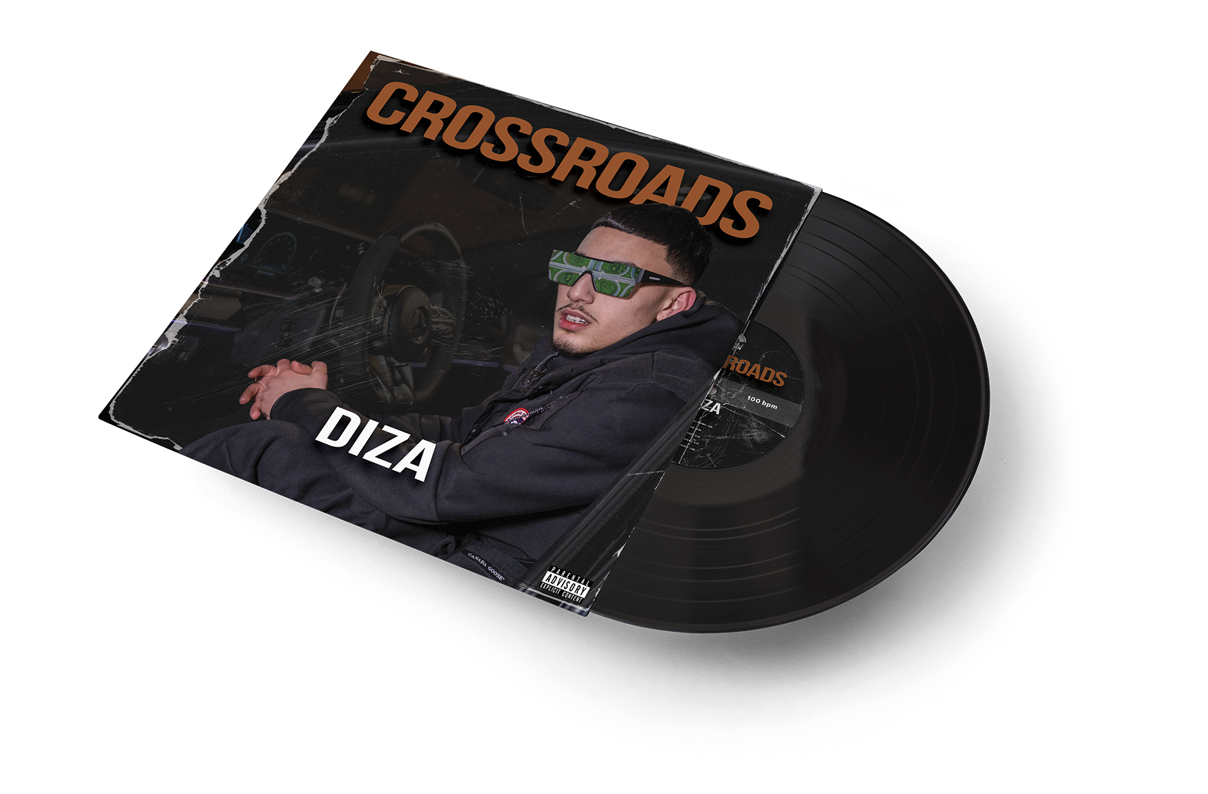 Vinyl record mockup for artist branding project