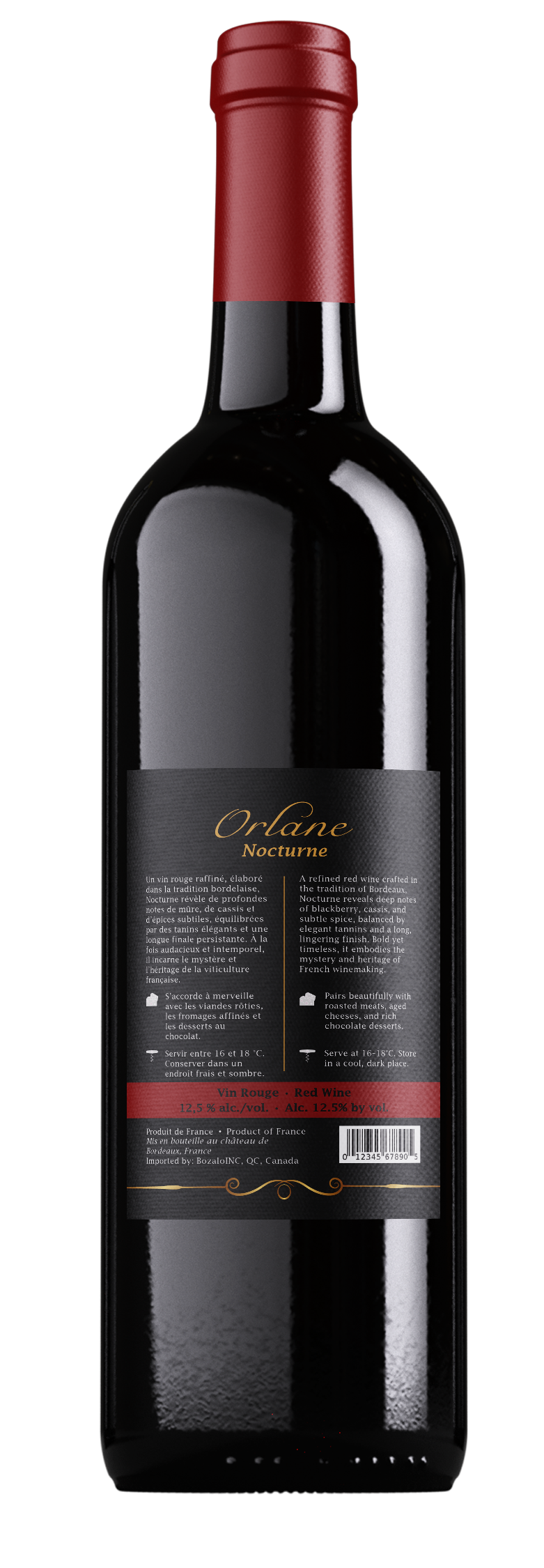 Back label design for Orlane Nocturne